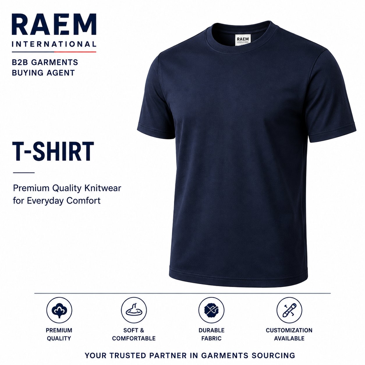 RAEM International T-shirt — premium quality knitwear for everyday comfort